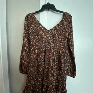 Dressberry Elegant Brown Floral Dress